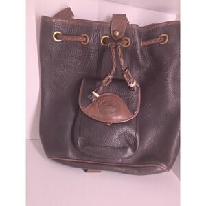 Vintage Dooney & Bourke All-Weather Leather drawstring sling bucket bag (Fair)